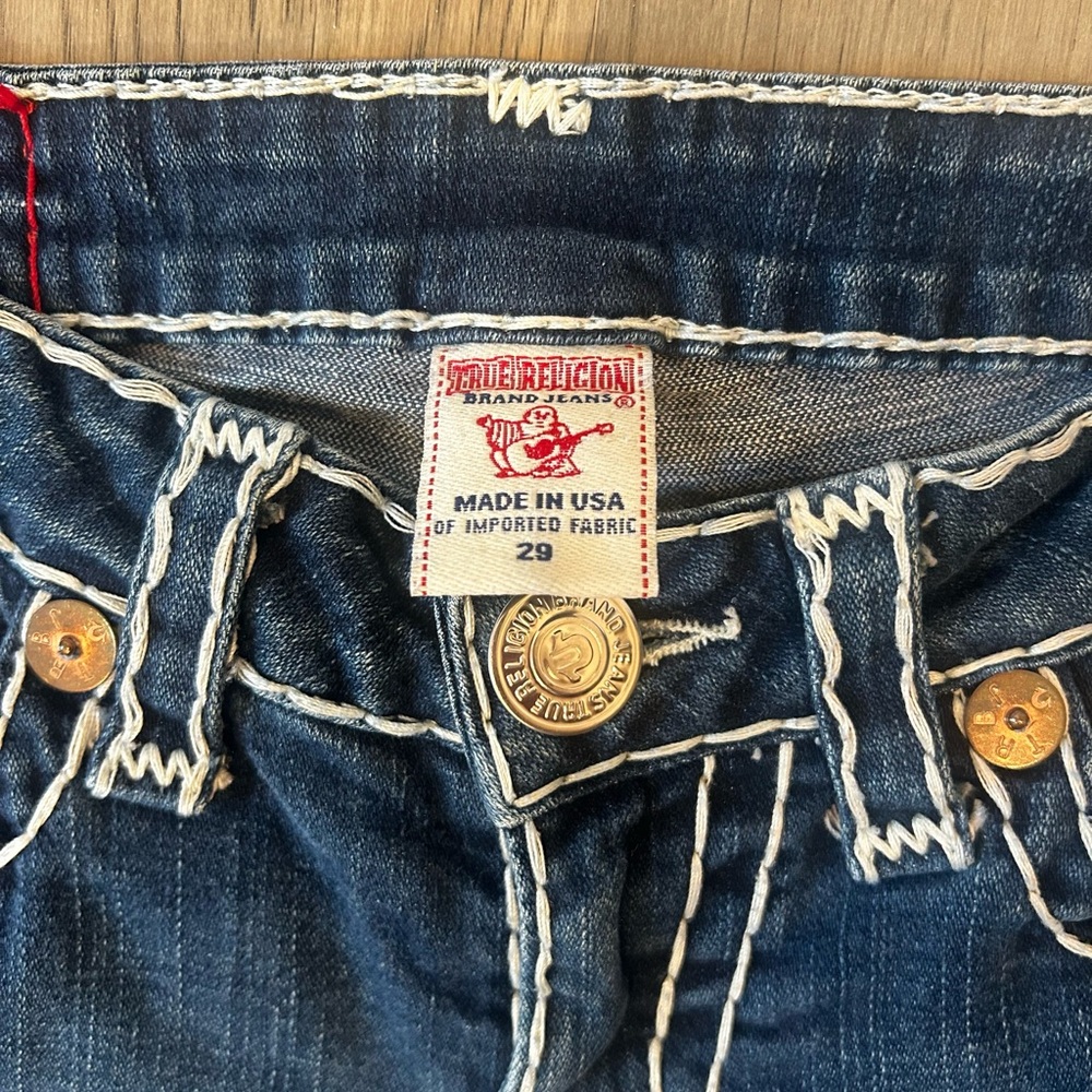 True Religion Dark Blue Jeans with White Stitching